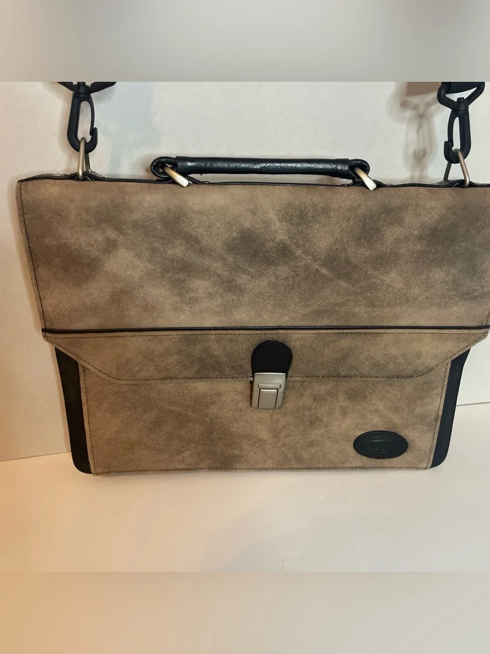 Vintage Stetson Leather Briefcase Messenger Man Bag 15x12 In. Distressed Rugged